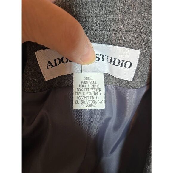 Adolfo Studio Vintage Women's Size 10 Grey 100% Wool Blazer - Picture 5 of 5